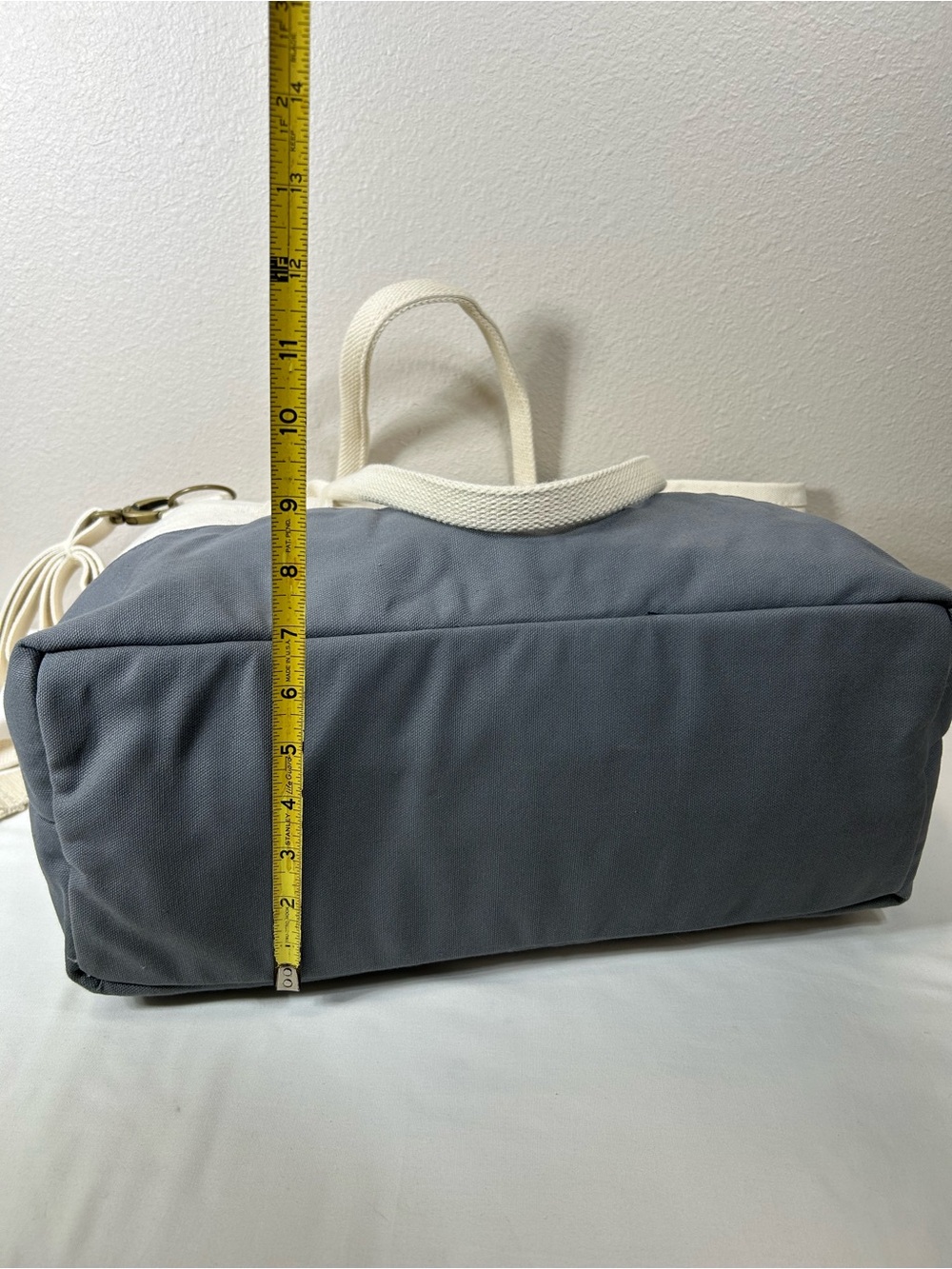 CB STATION Heavy Duty Canvas Two-Tone Cream Gray Utility Tote Bag Weekender - Picture 14 of 16